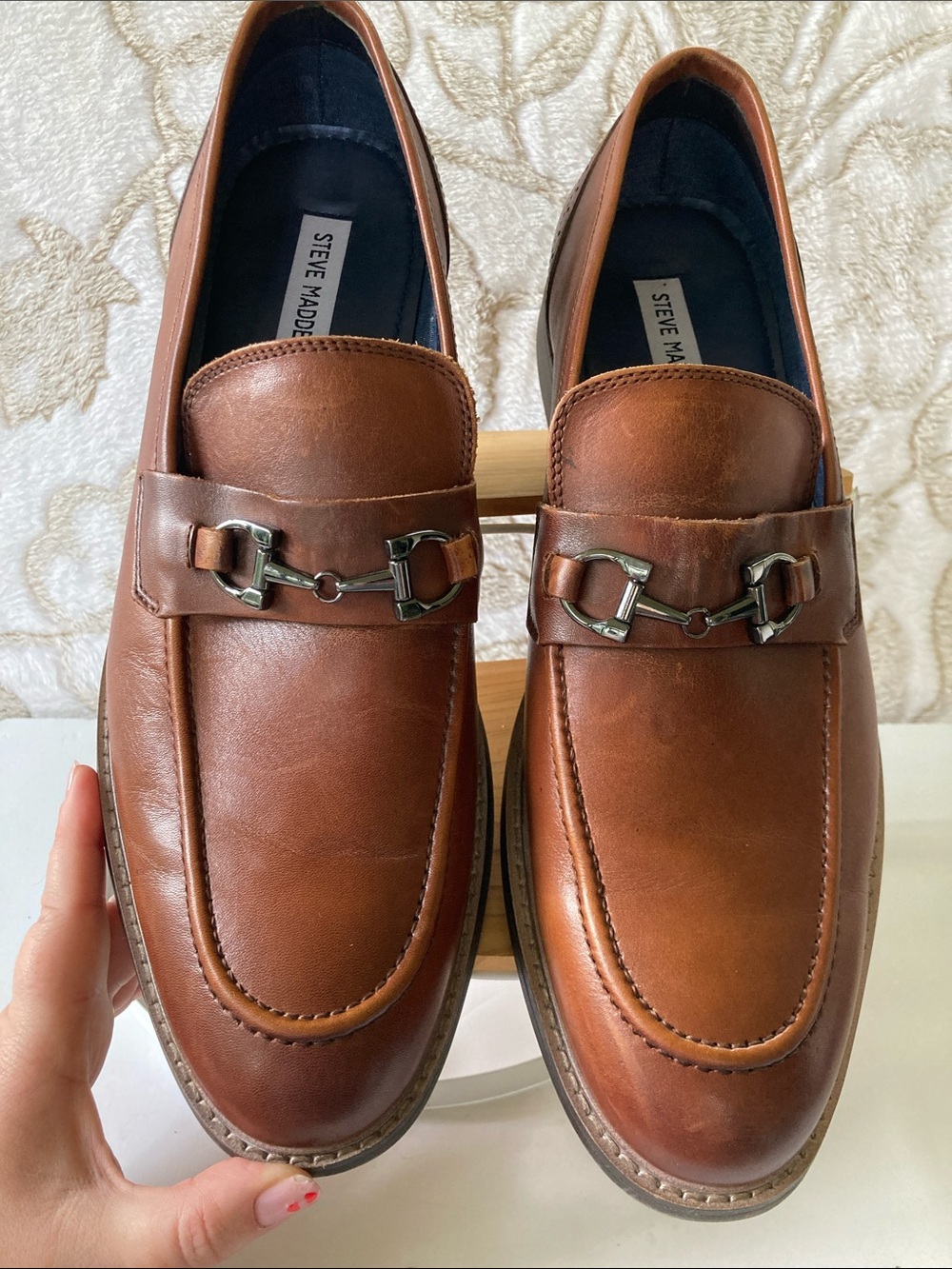 Steve Madden Tan/Brown Leather Slip-On Penny Loafers
